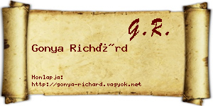 Gonya Richárd névjegykártya